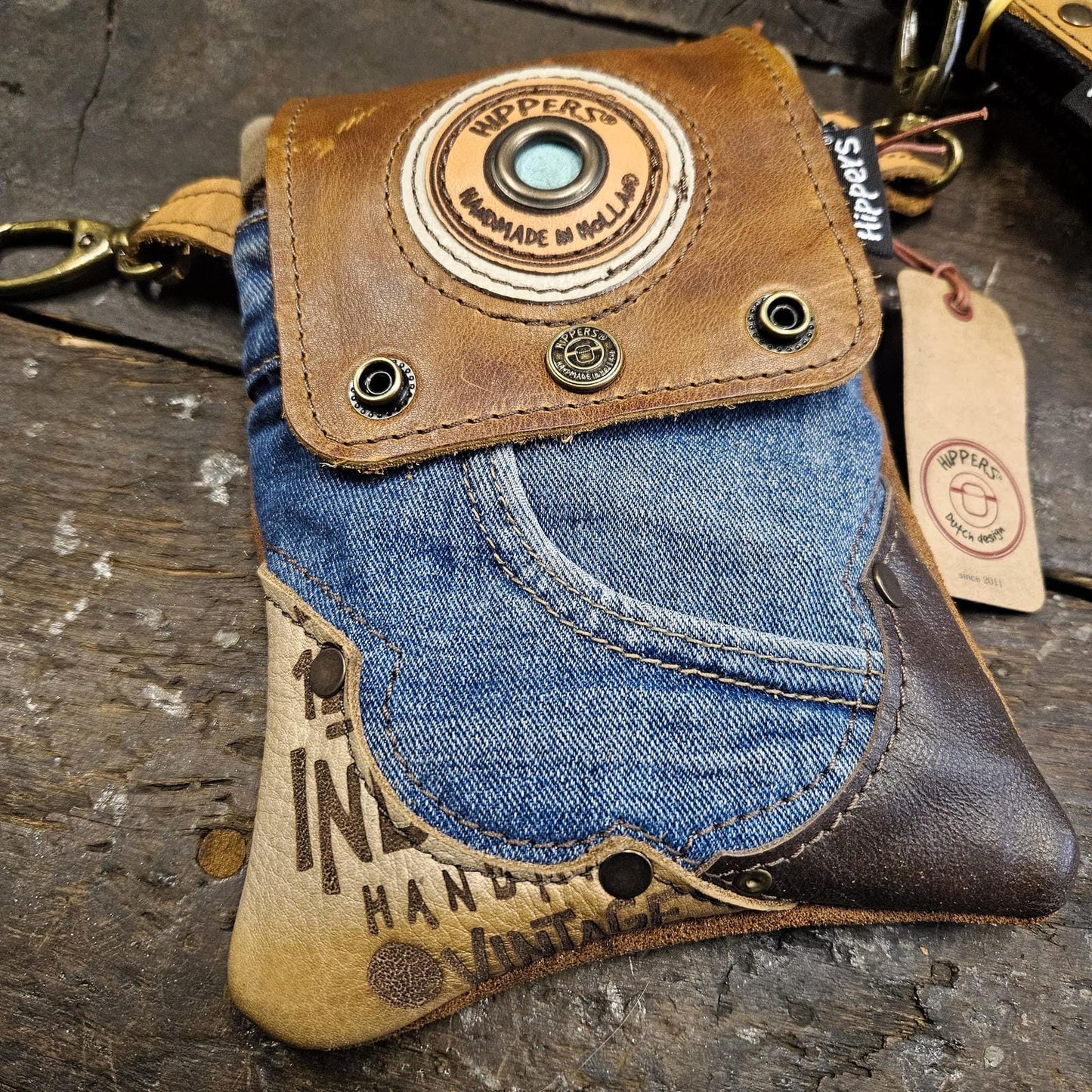 Hippers 2-zijdig jeans/bruin