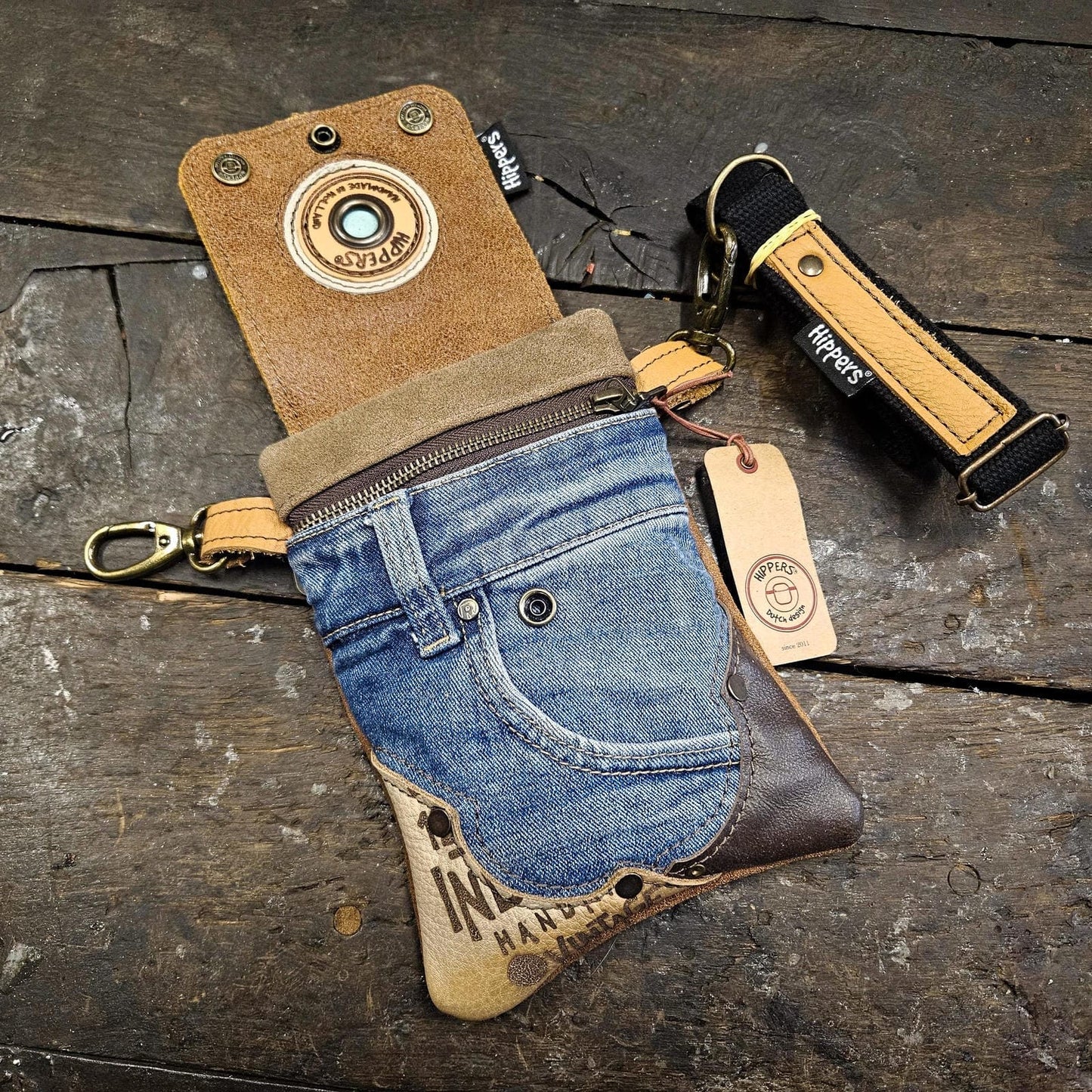 Hippers 2-zijdig jeans/bruin