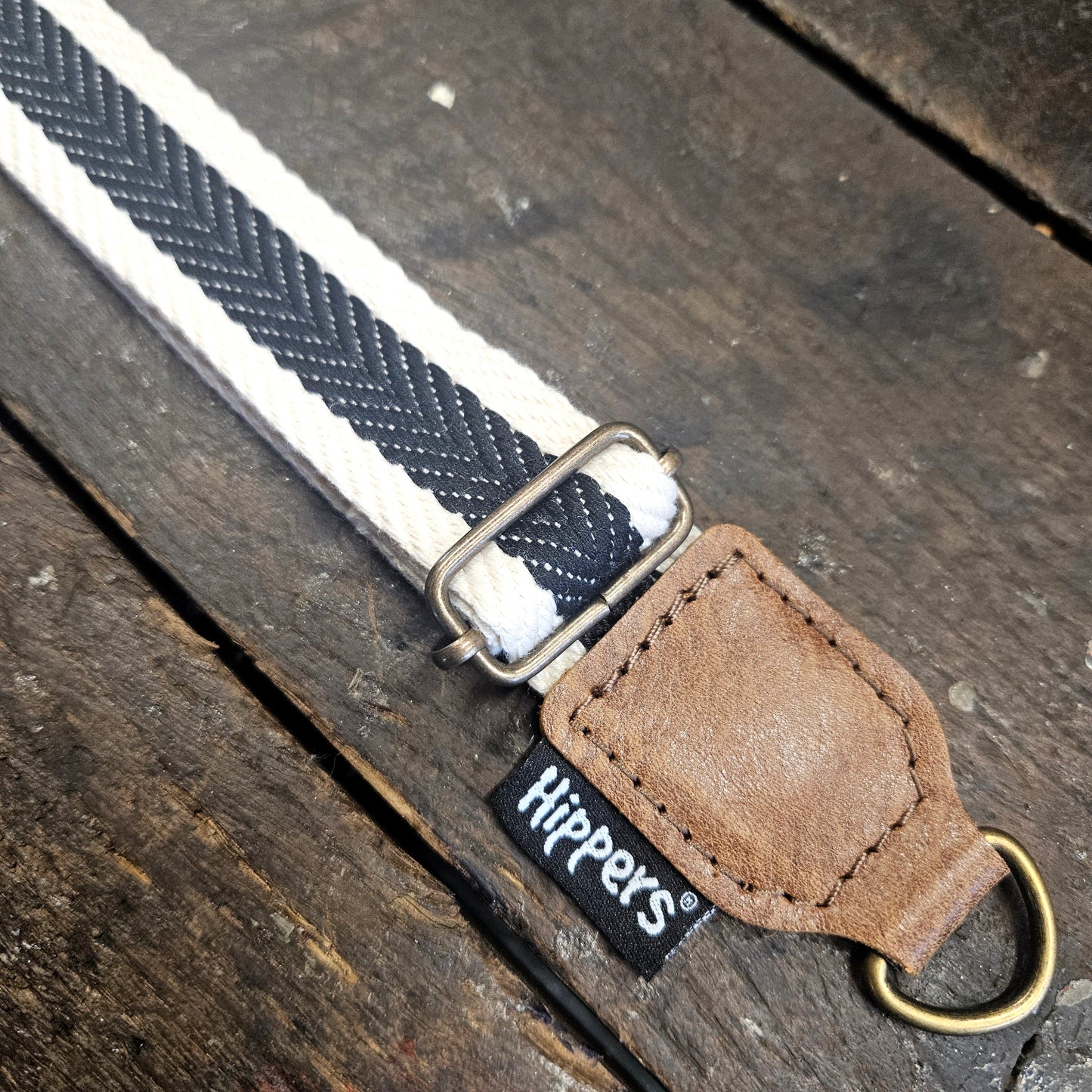 Hippers Schouderband crème zwart streep 3 cm