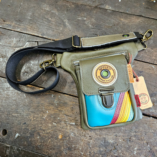 Luxe Hippers olijf vintage/aqua