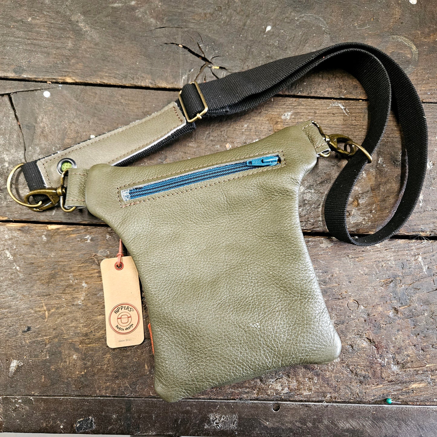 Luxe Hippers olijf vintage/aqua