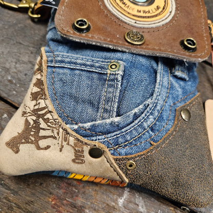 Hippers 2-zijdig jeans/petrol vintage striping