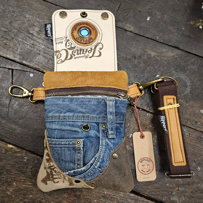 Hippers 2-zijdig jeans/petrol vintage striping