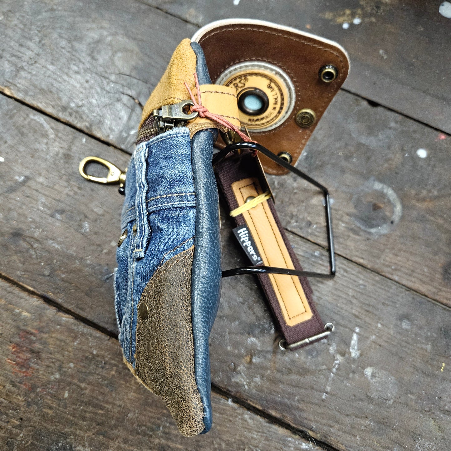 Hippers 2-zijdig jeans/petrol vintage striping