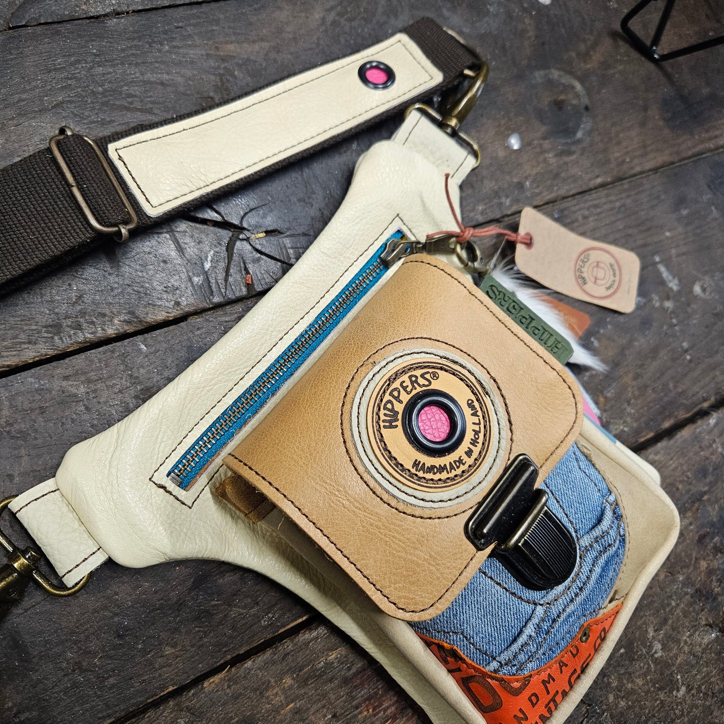 Luxe Hippers crème jeans I +tassenhanger
