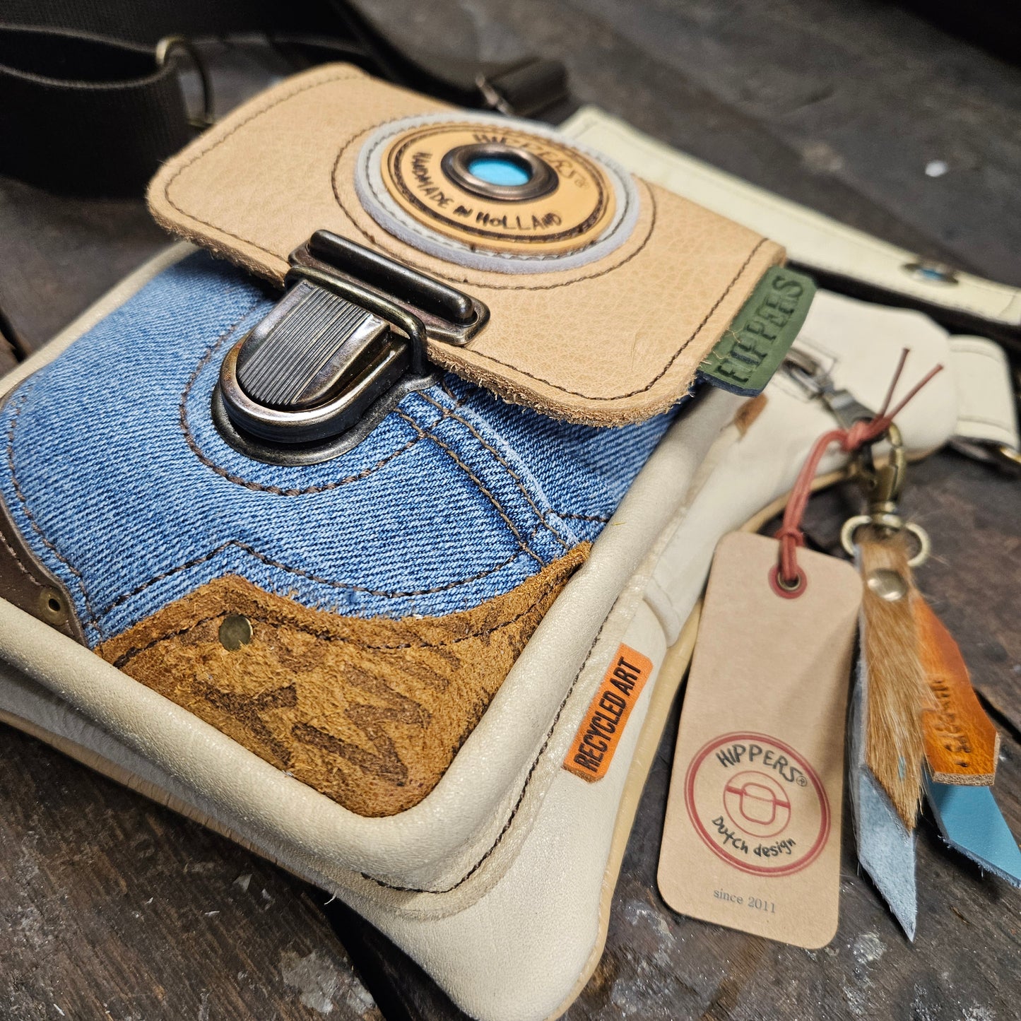 Luxe Hippers crème jeans II + tassenhanger
