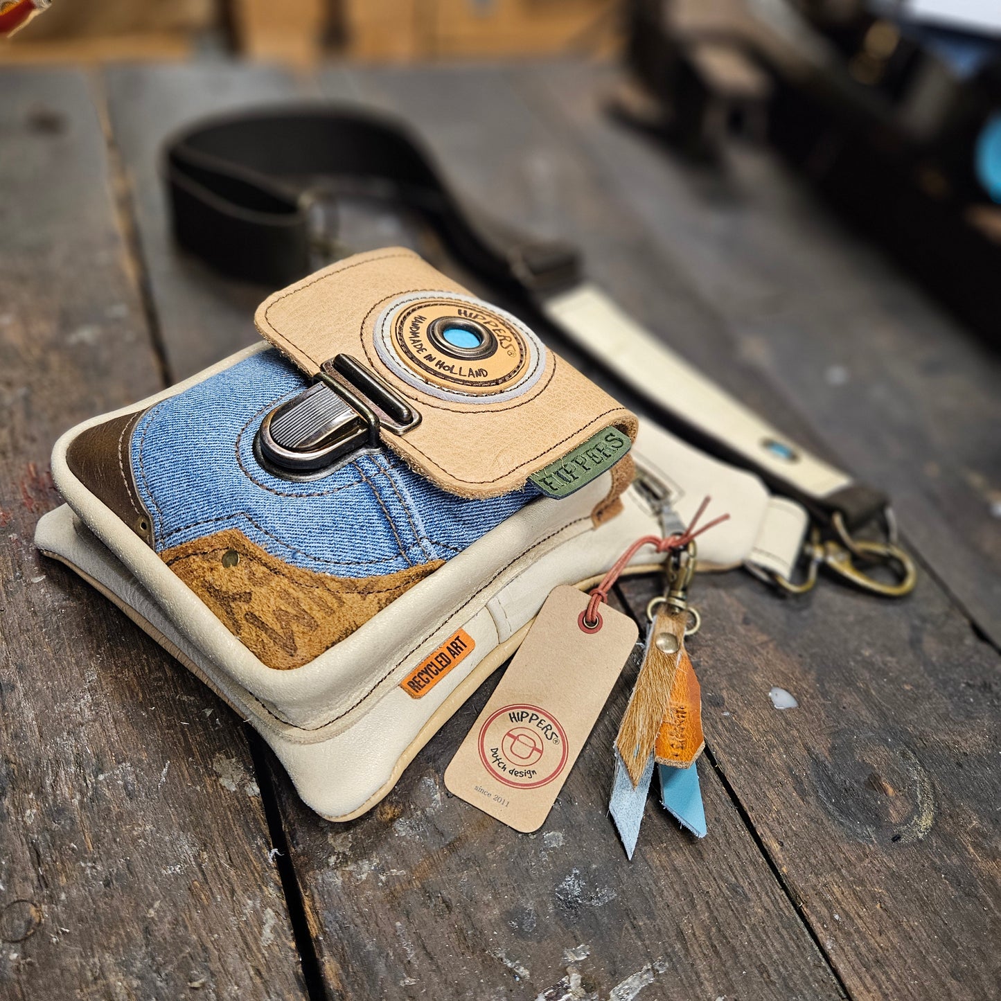 Luxe Hippers crème jeans II + tassenhanger