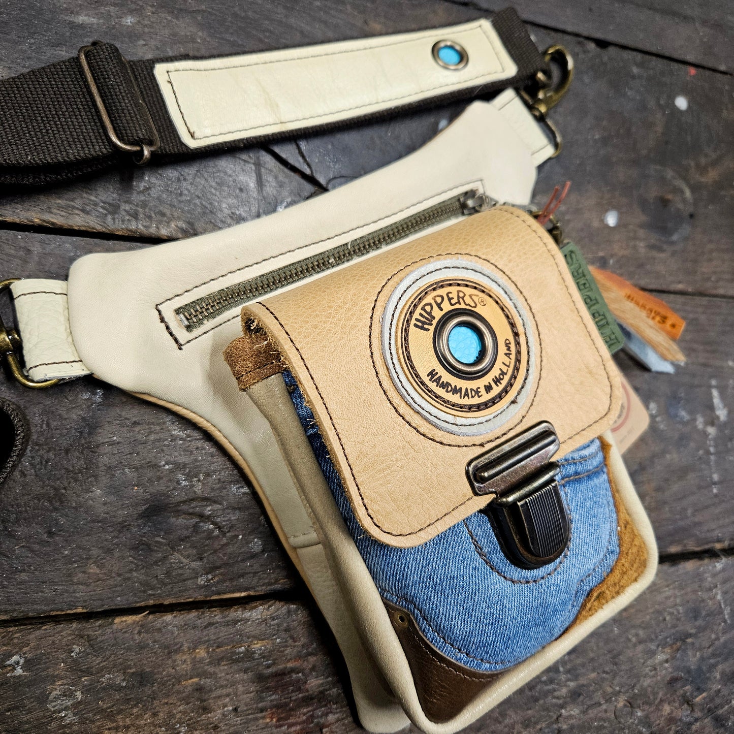 Luxe Hippers crème jeans II + tassenhanger