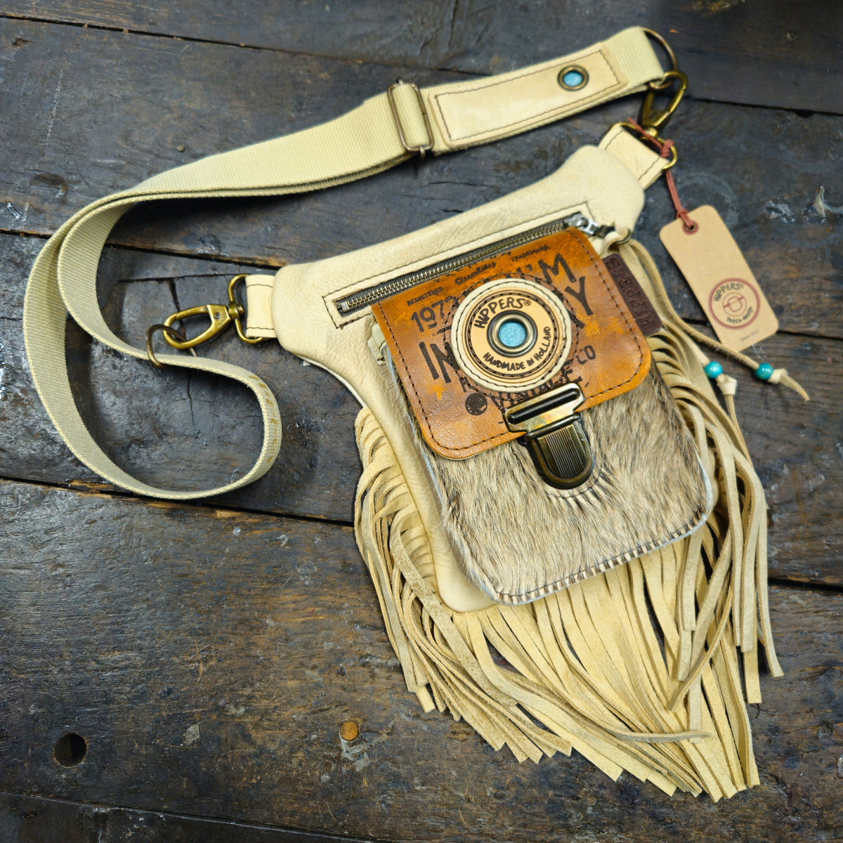 Luxe Hippers creme  vintage bruin franje II