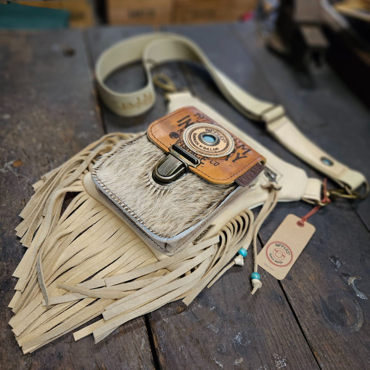 Luxe Hippers creme  vintage bruin franje II