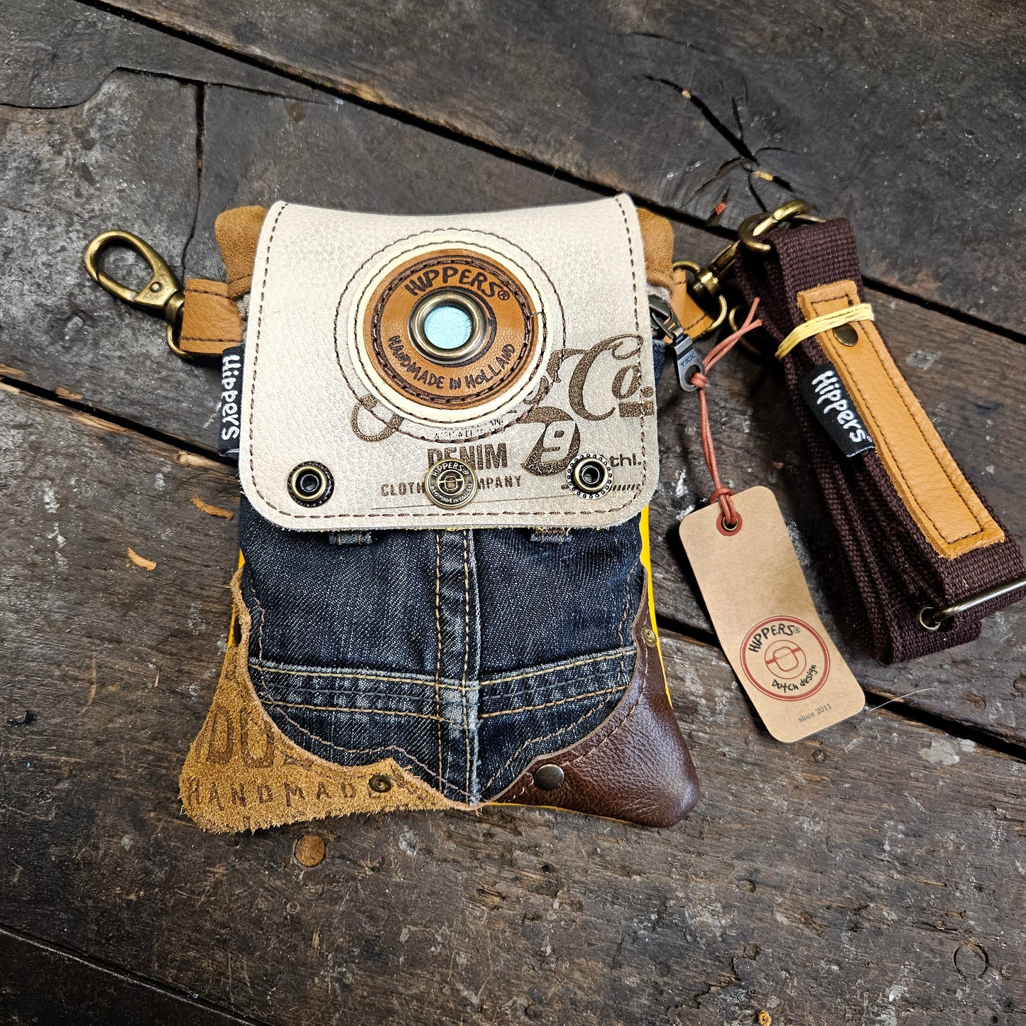 Hippers 2-zijdig jeans/geel