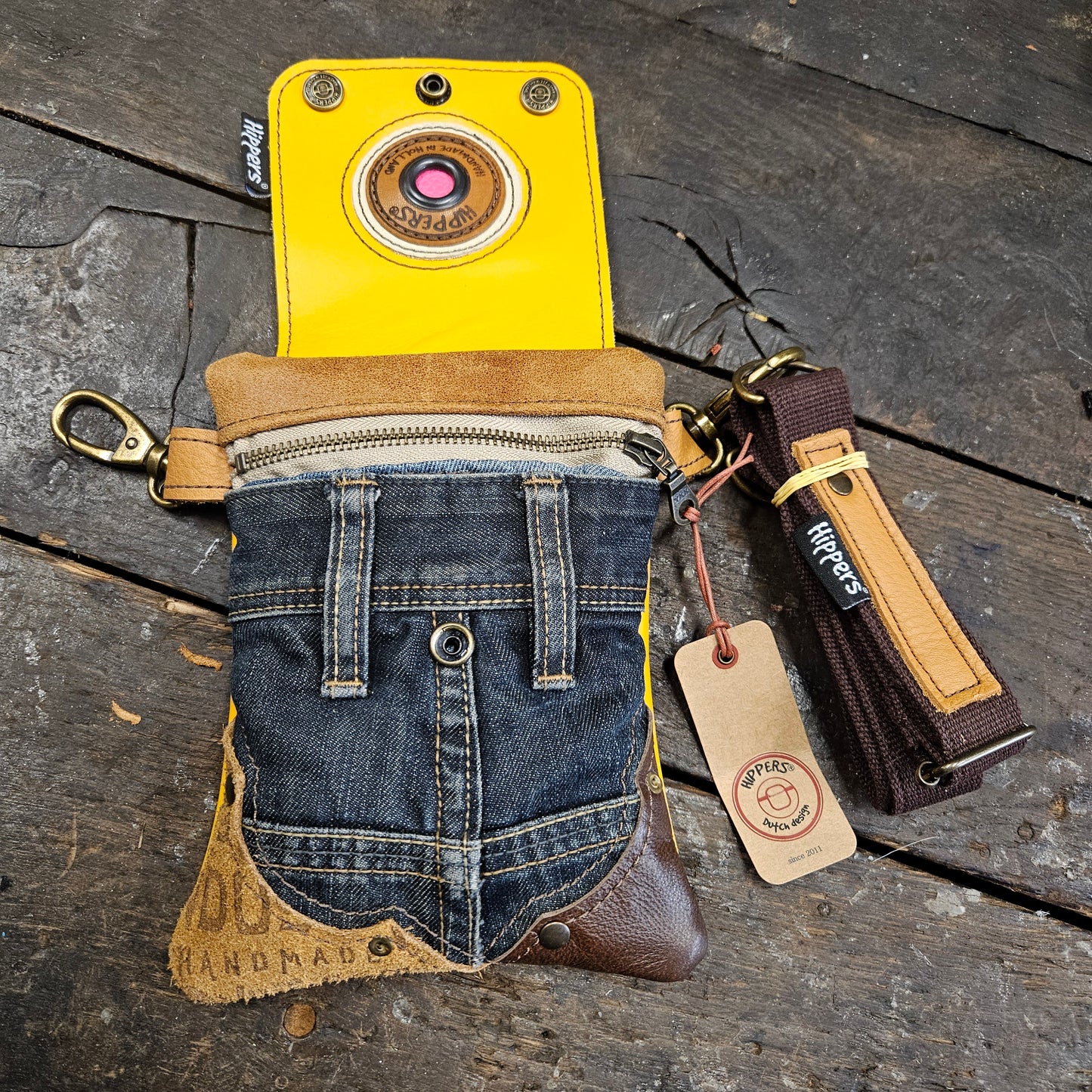 Hippers 2-zijdig jeans/geel