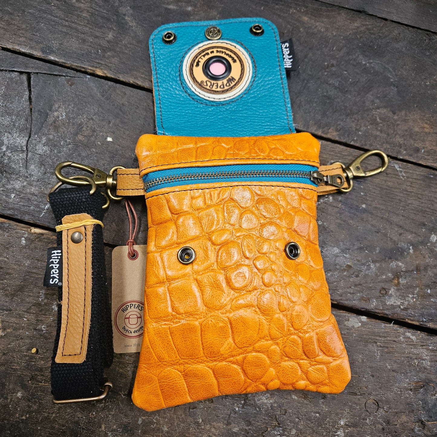 Hippers 2-zijdig vintage aqua roze/ croco oranje