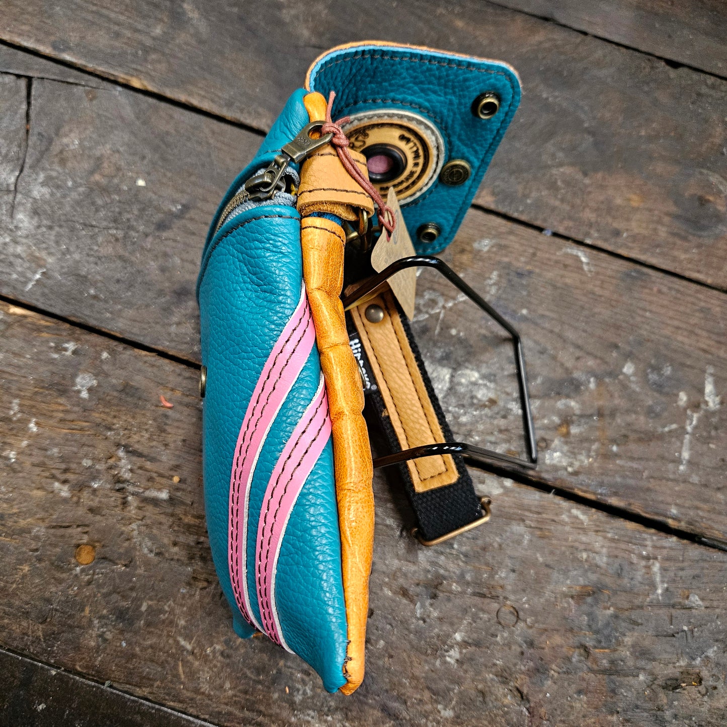Hippers 2-zijdig vintage aqua roze/ croco oranje