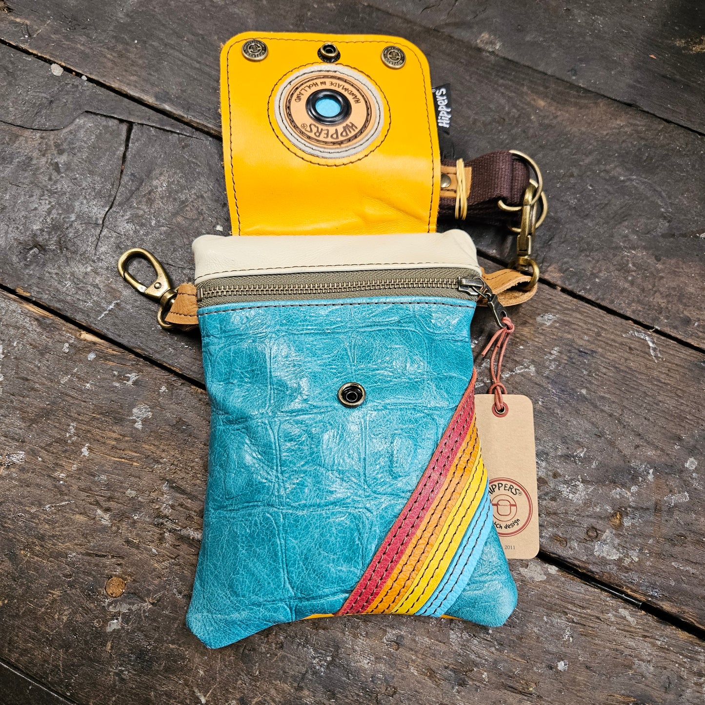Hippers 2-zijdig vintage aqua/geel