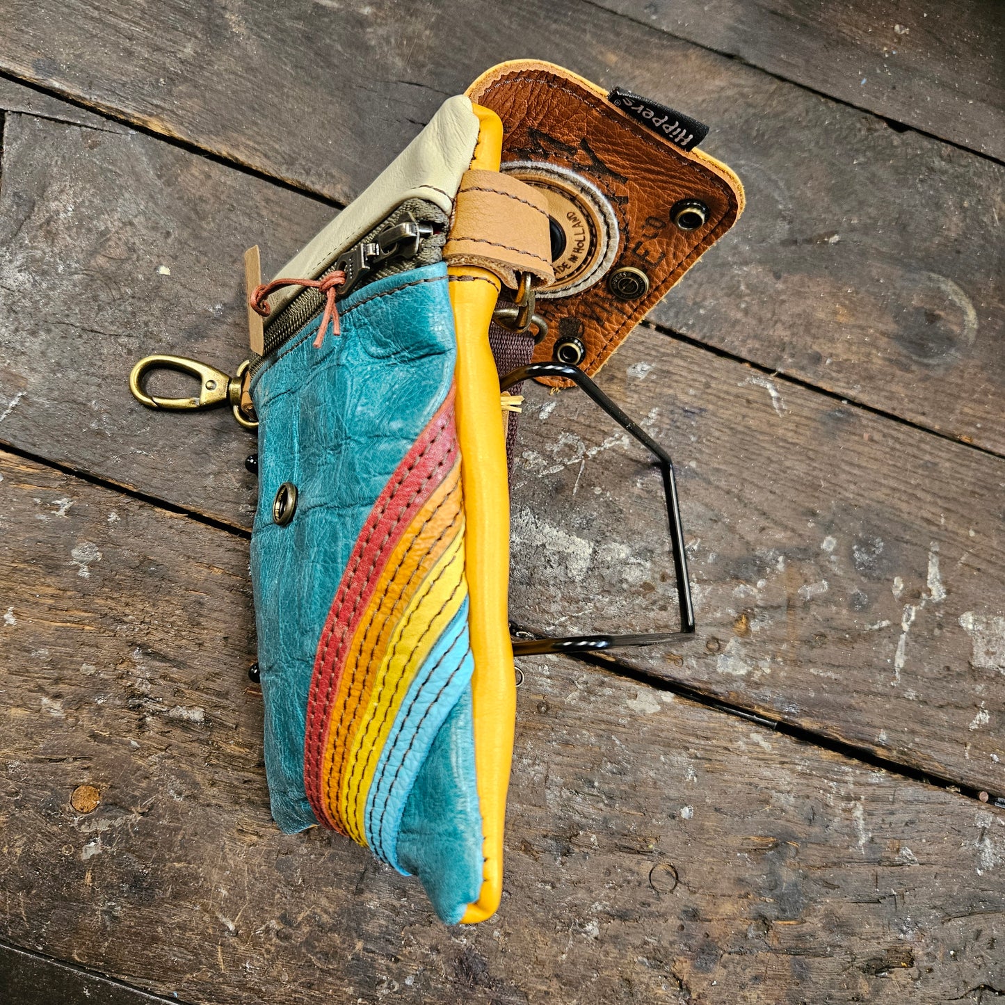 Hippers 2-zijdig vintage aqua/geel
