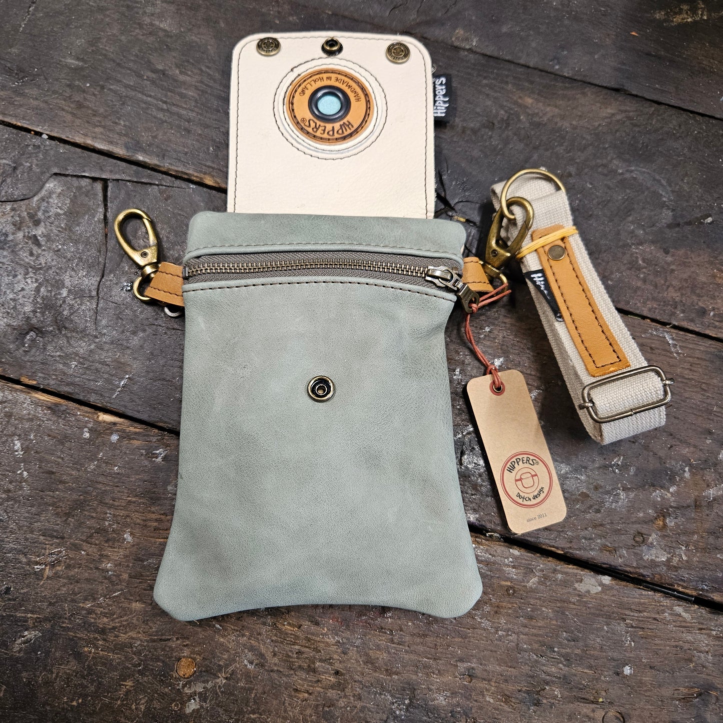 Hippers 2-zijdig vintage creme /zachtgroen