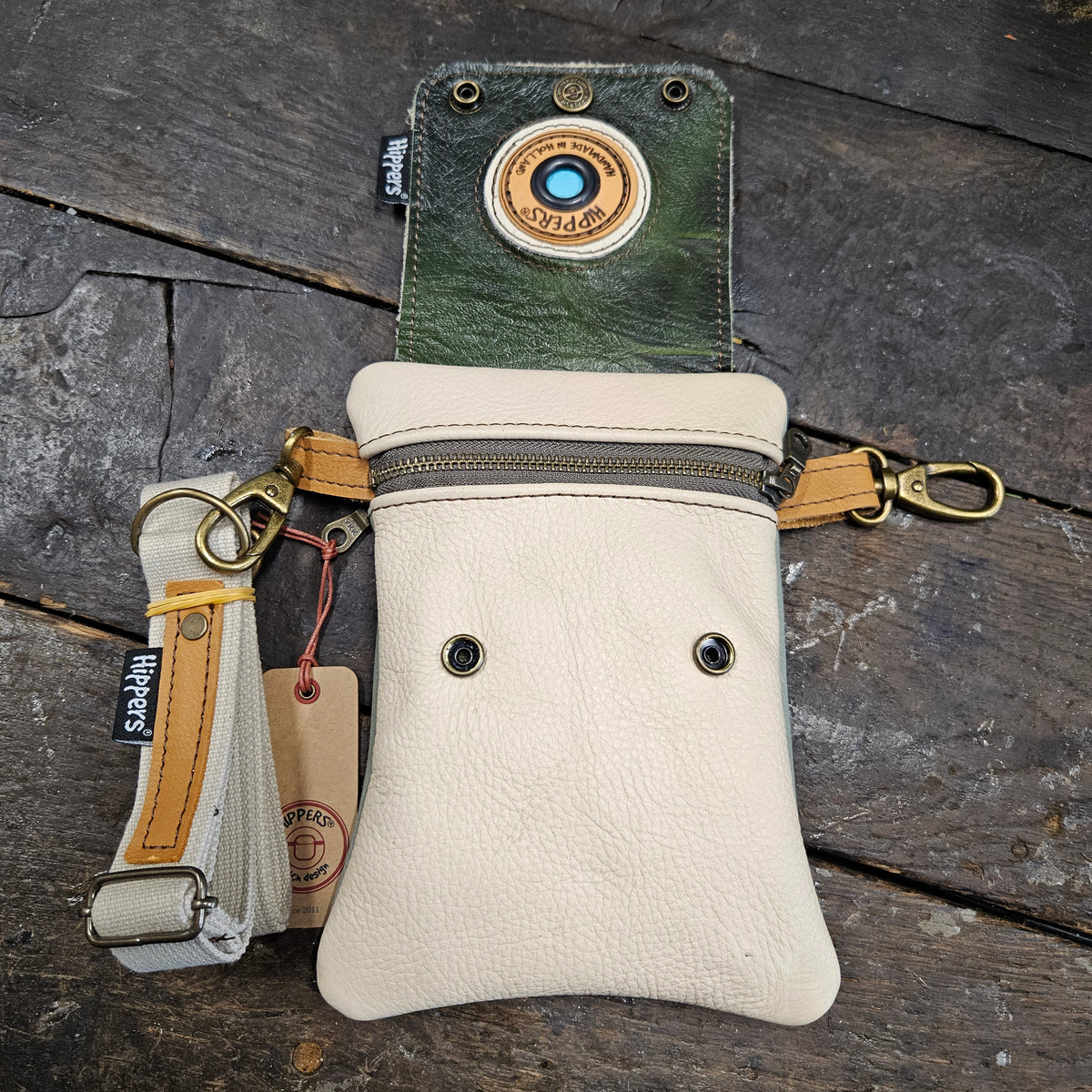 Hippers 2-zijdig vintage creme /zachtgroen