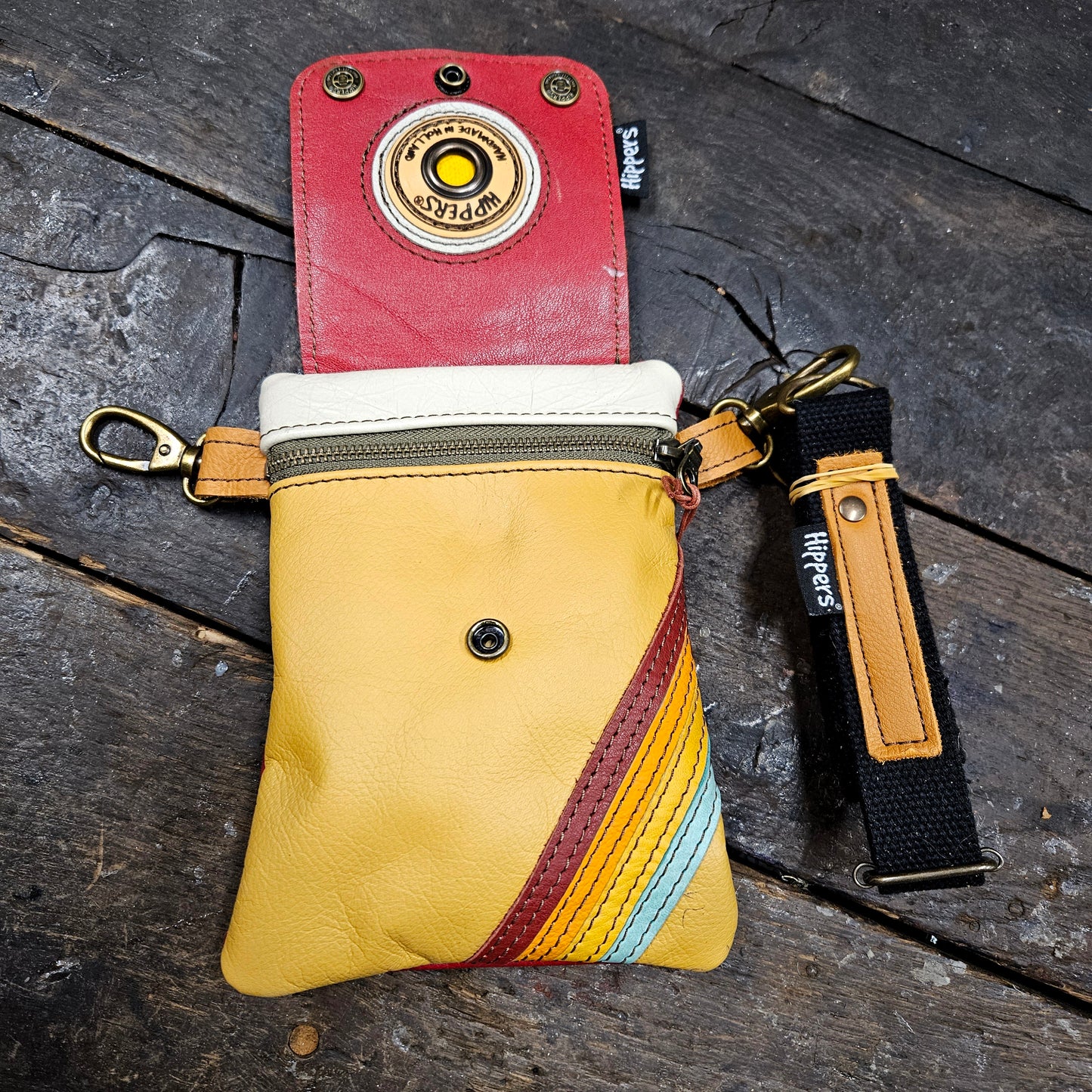 Hippers 2-zijdig vintage oker/rood