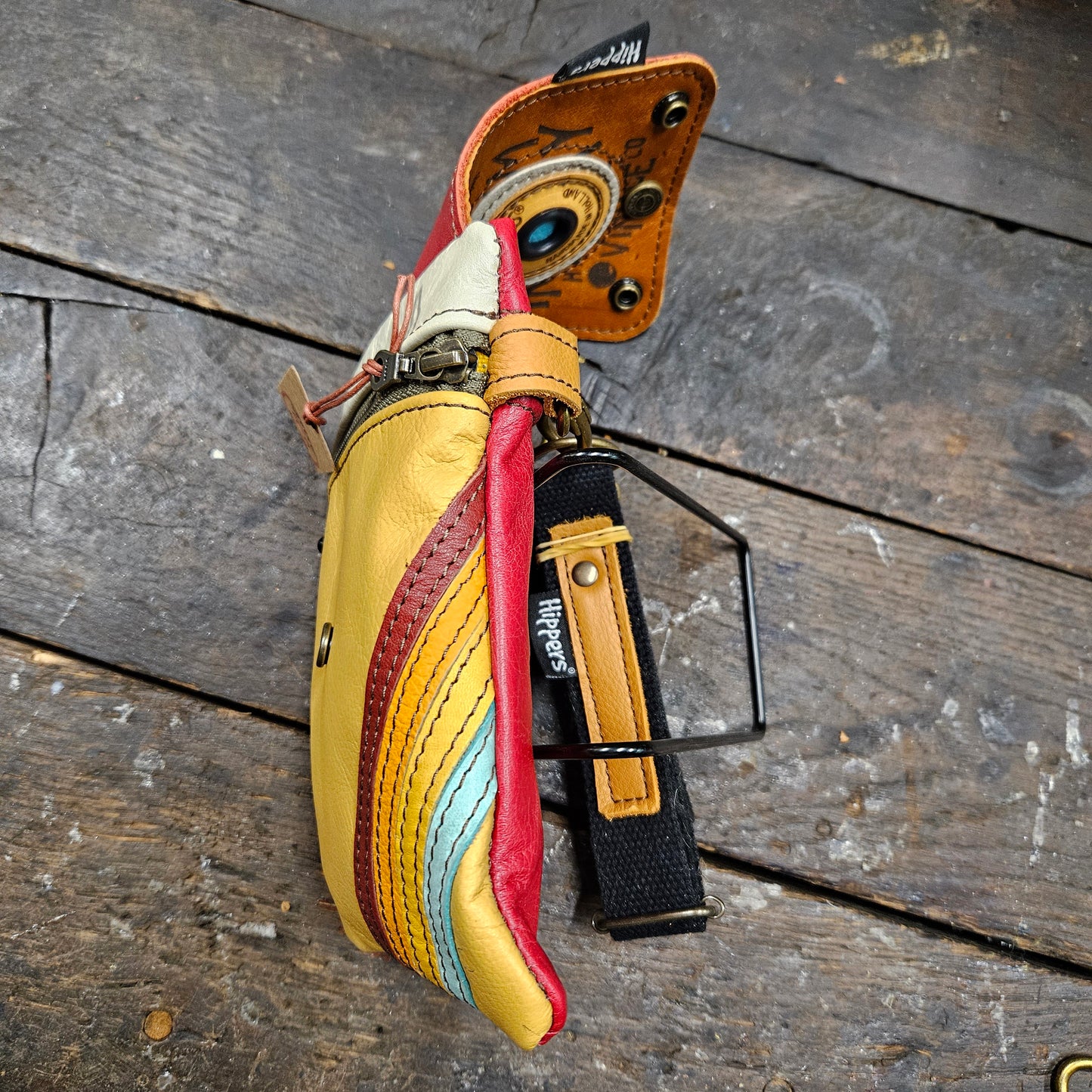 Hippers 2-zijdig vintage oker/rood