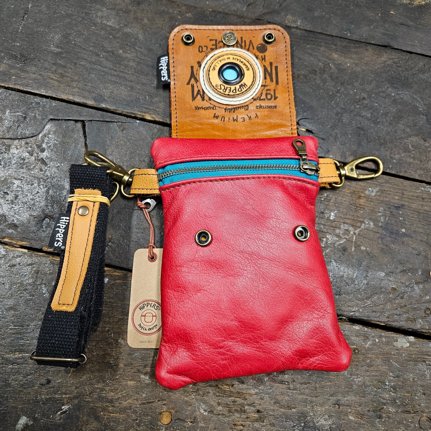 Hippers 2-zijdig vintage oker/rood