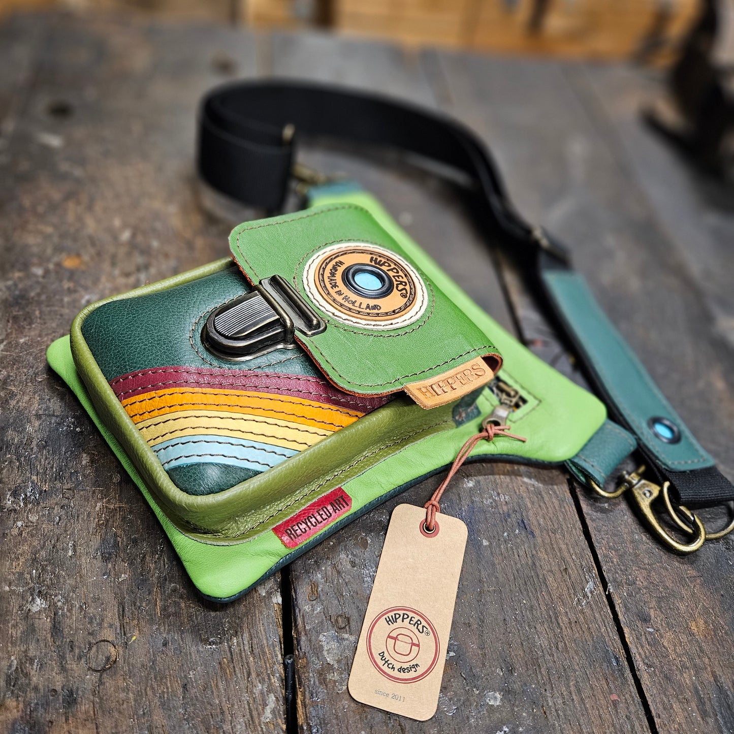 Luxe Hippers lichtgroen vintage striping