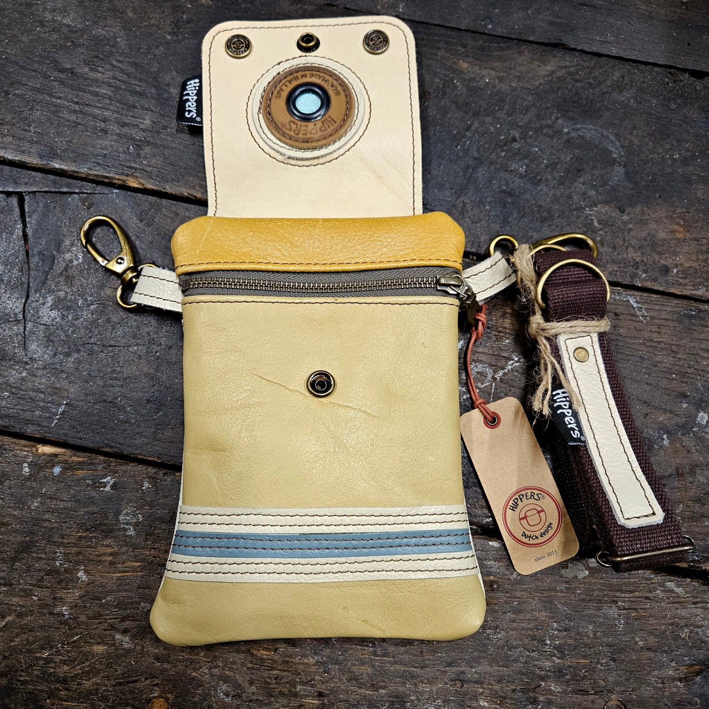 Hippers 2-zijdig vintage creme geel/ creme