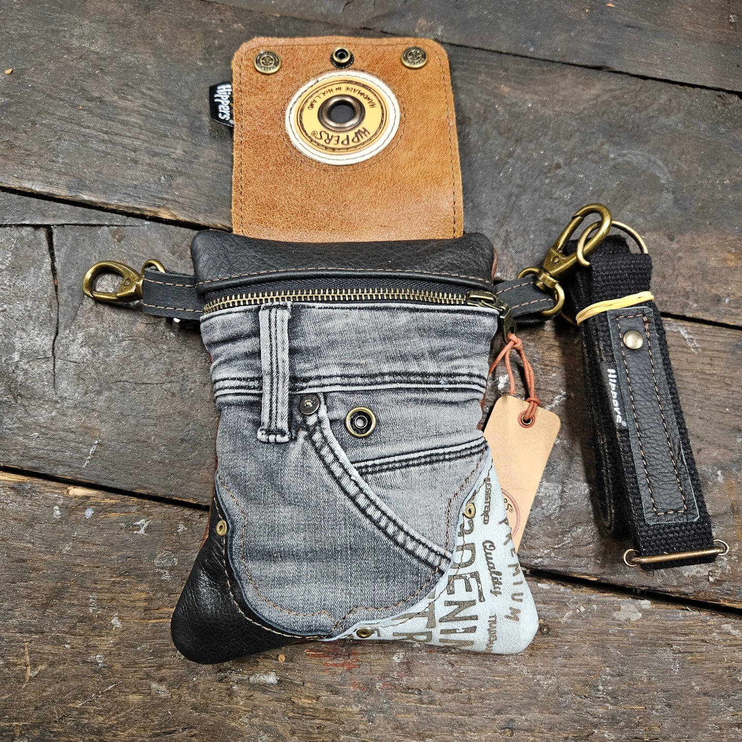 Hippers 2-zijdig jeans grijs/bruin