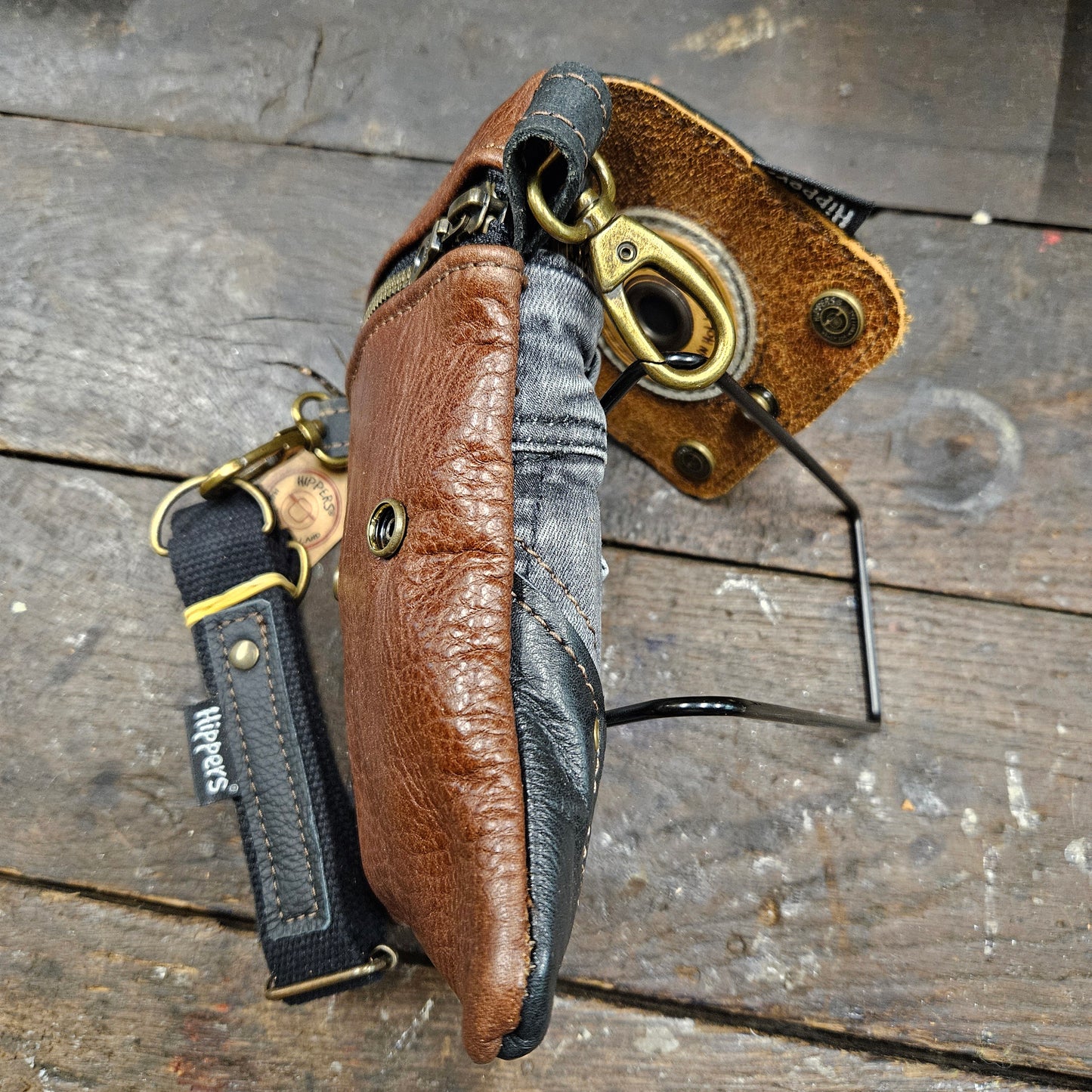 Hippers 2-zijdig jeans grijs/bruin