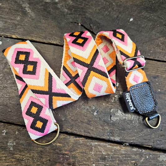 Hippers Schouderband roze/zwart/oranje 4 cm