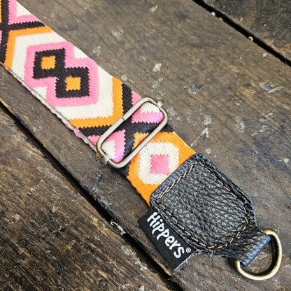 Hippers Schouderband roze/zwart/oranje 4 cm