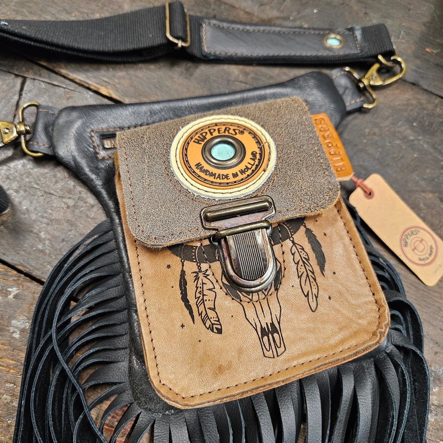 Luxe Hippers zwart Ibiza skull franje