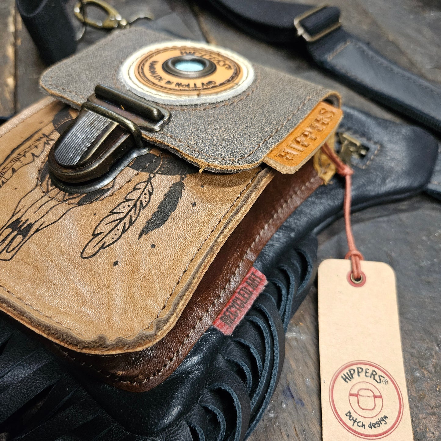 Luxe Hippers zwart Ibiza skull franje