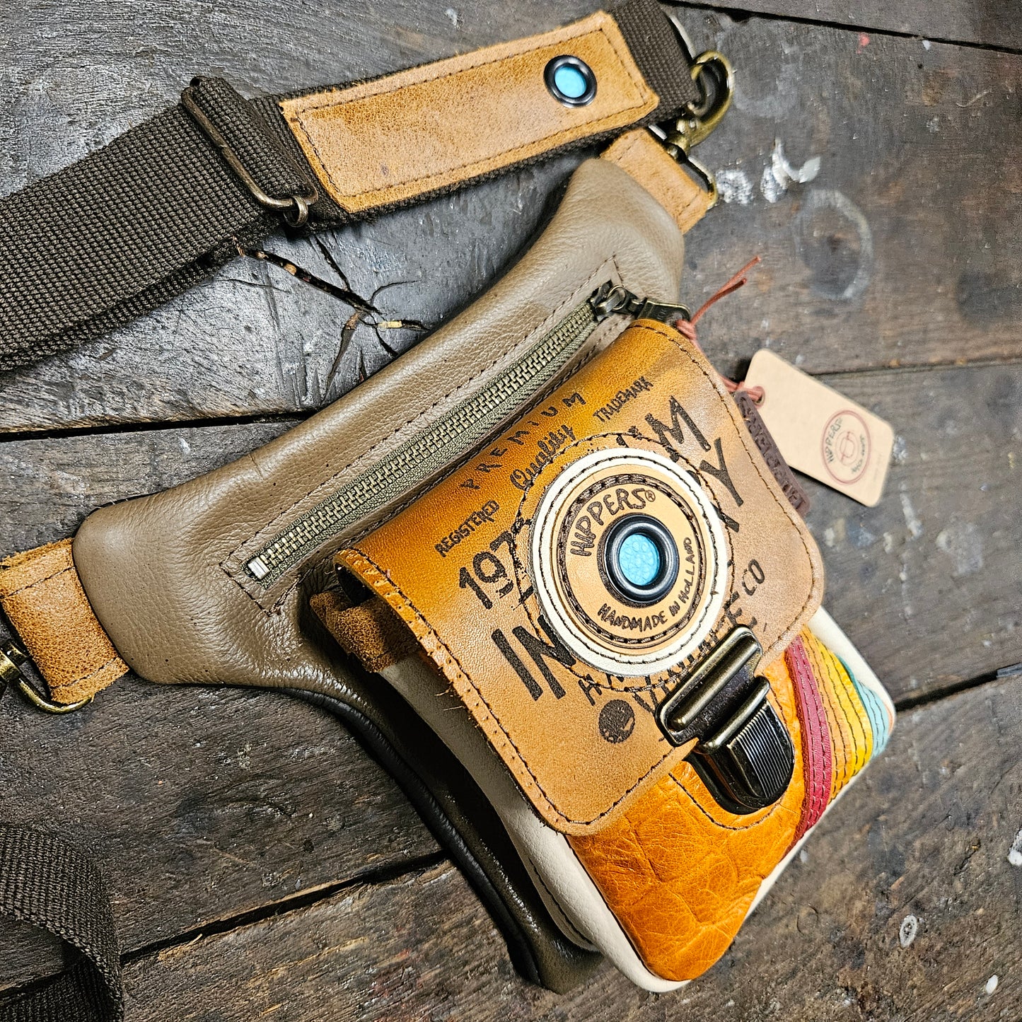 Luxe Hippers vintage bruin/oranje striping