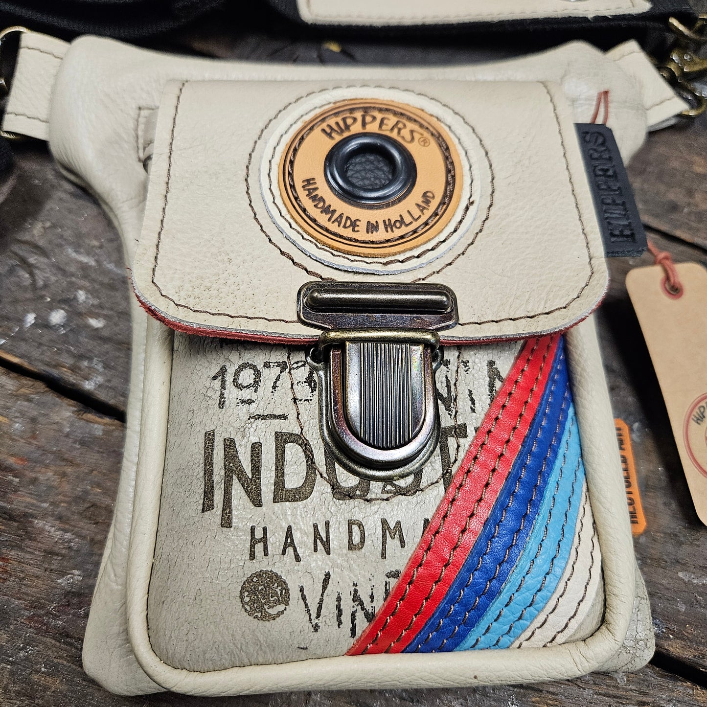 Luxe Hippers oud creme vintage striping blauw rood