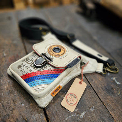 Luxe Hippers oud creme vintage striping blauw rood