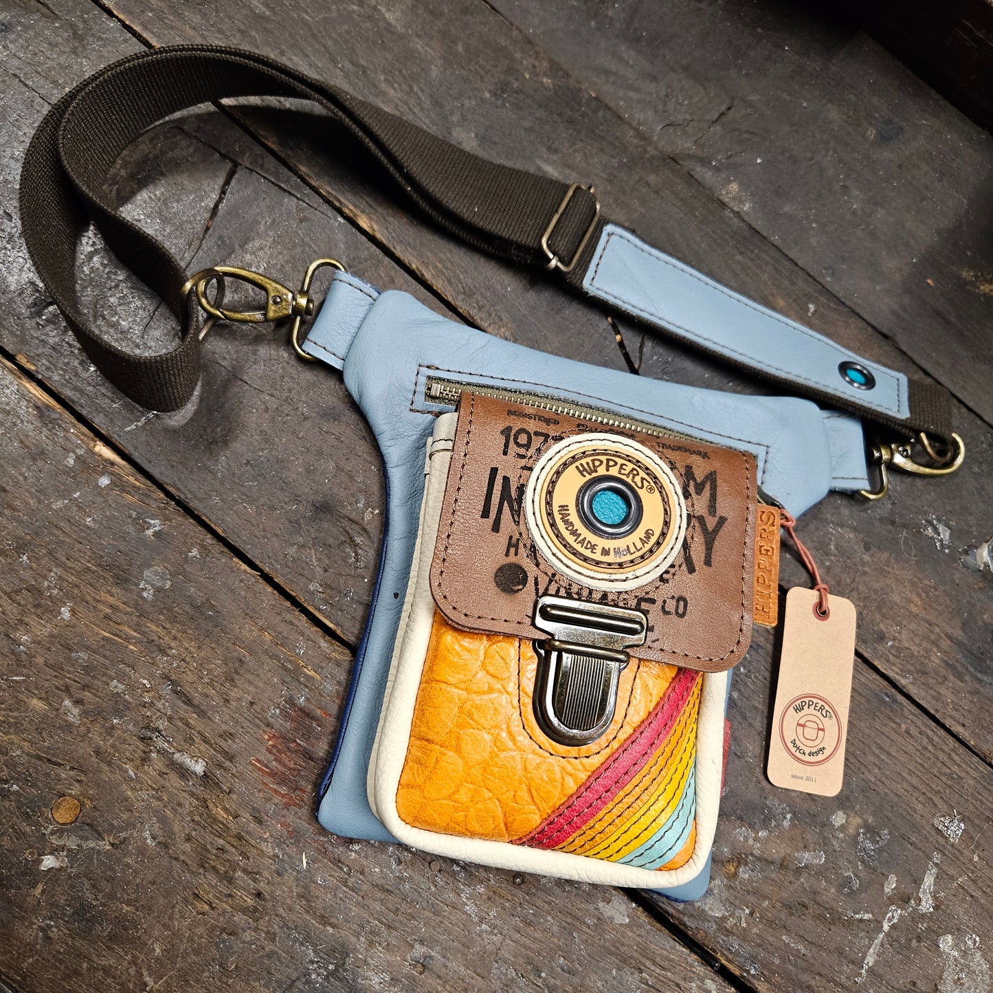 Luxe Hippers vintage blauw/oranje striping