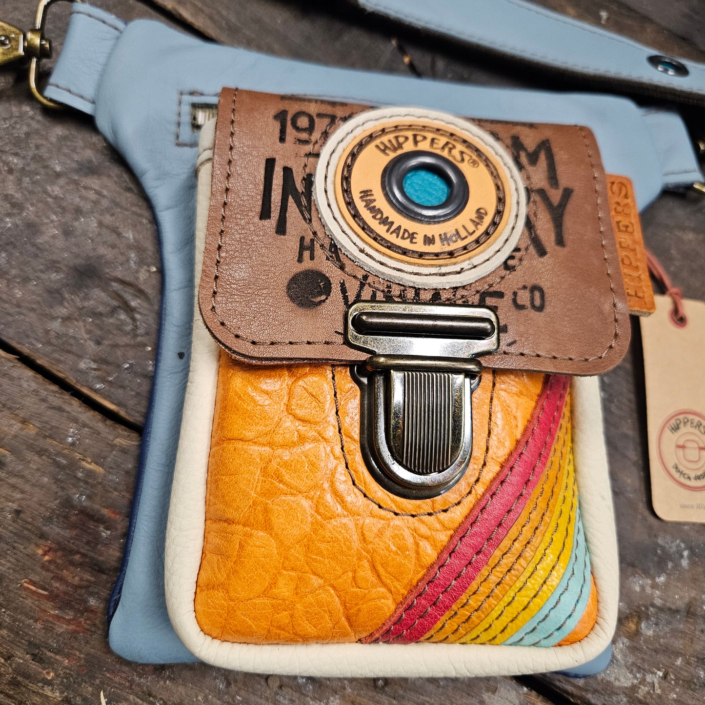 Luxe Hippers vintage blauw/oranje striping