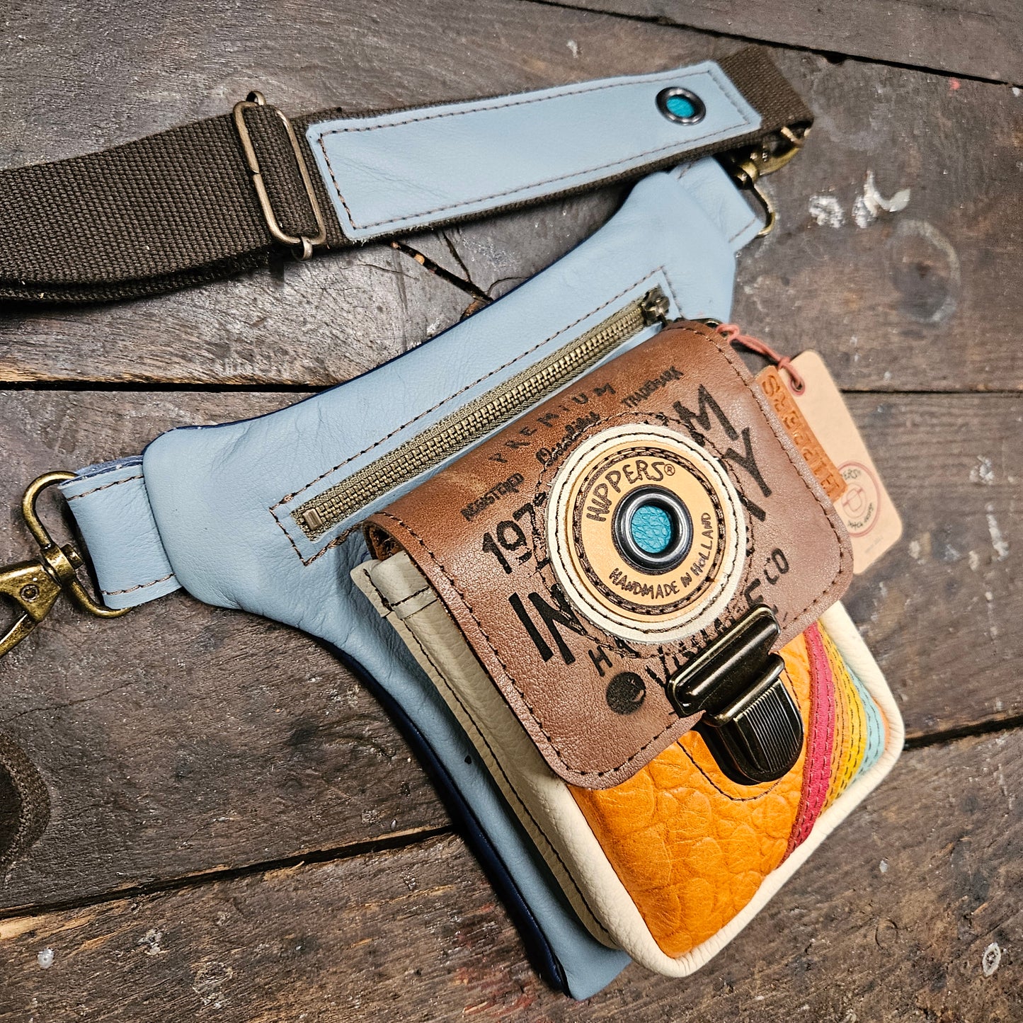Luxe Hippers vintage blauw/oranje striping