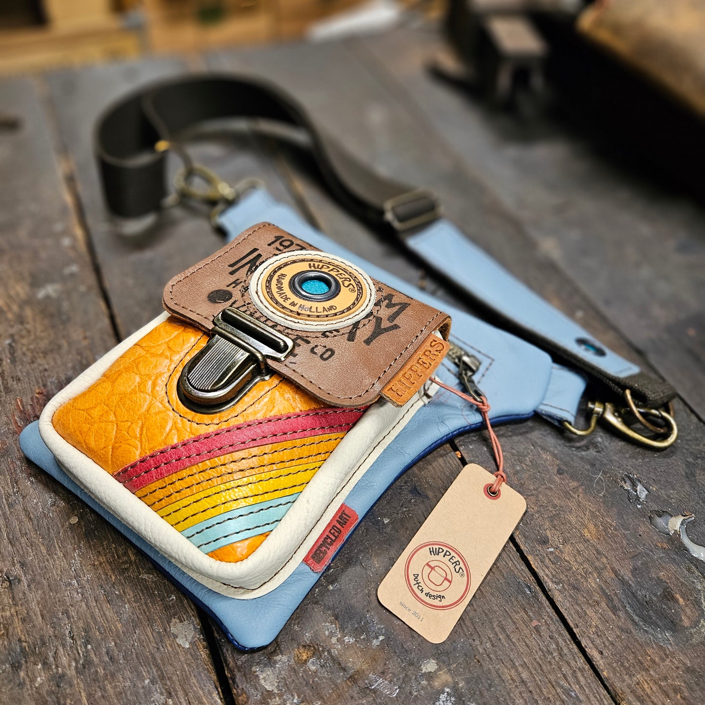 Luxe Hippers vintage blauw/oranje striping