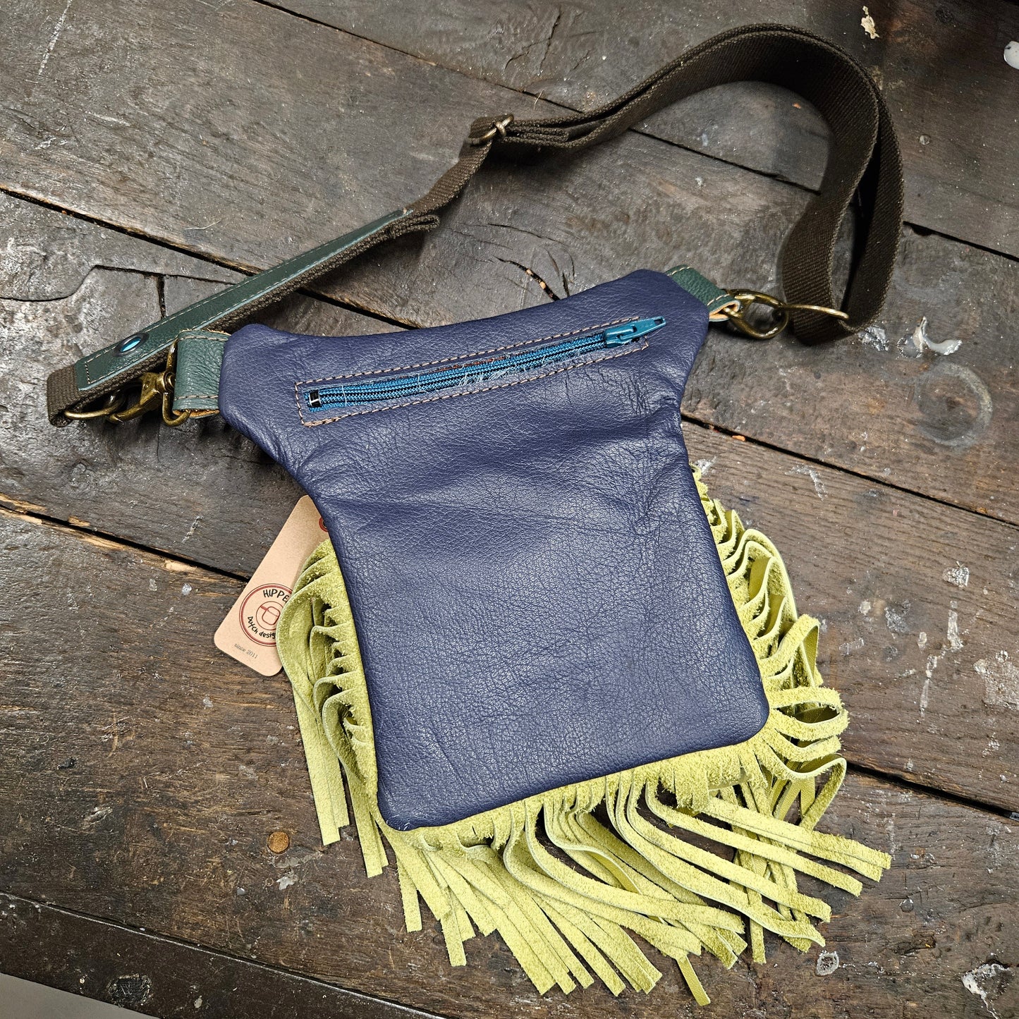Luxe Hippers bruin vintage groen aqua franje