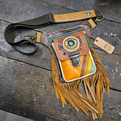Luxe Hippers bruin vintage bruin/oranje franje