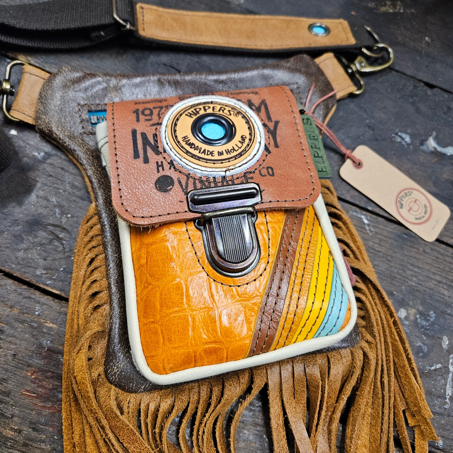 Luxe Hippers bruin vintage bruin/oranje franje