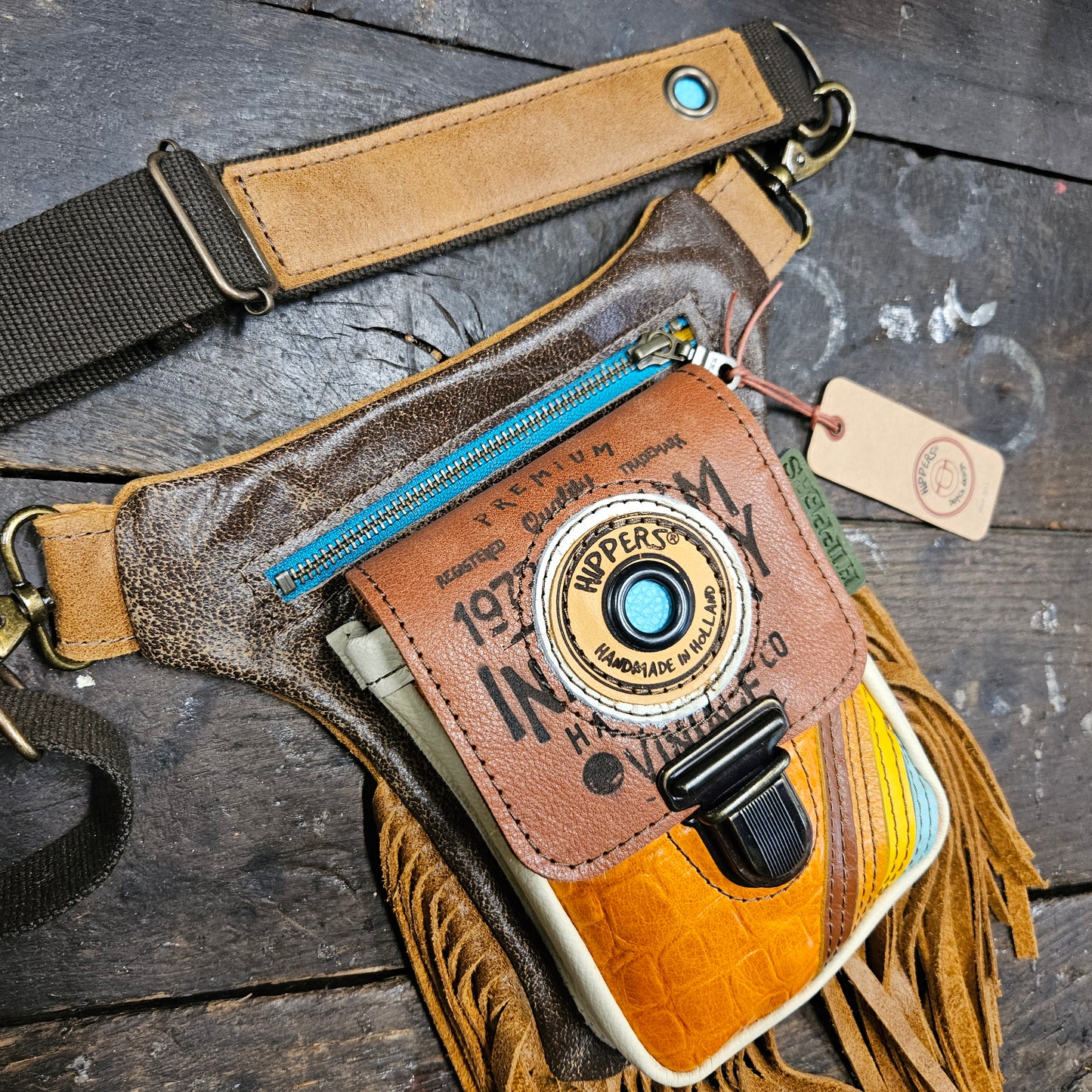 Luxe Hippers bruin vintage bruin/oranje franje