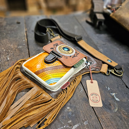 Luxe Hippers bruin vintage bruin/oranje franje