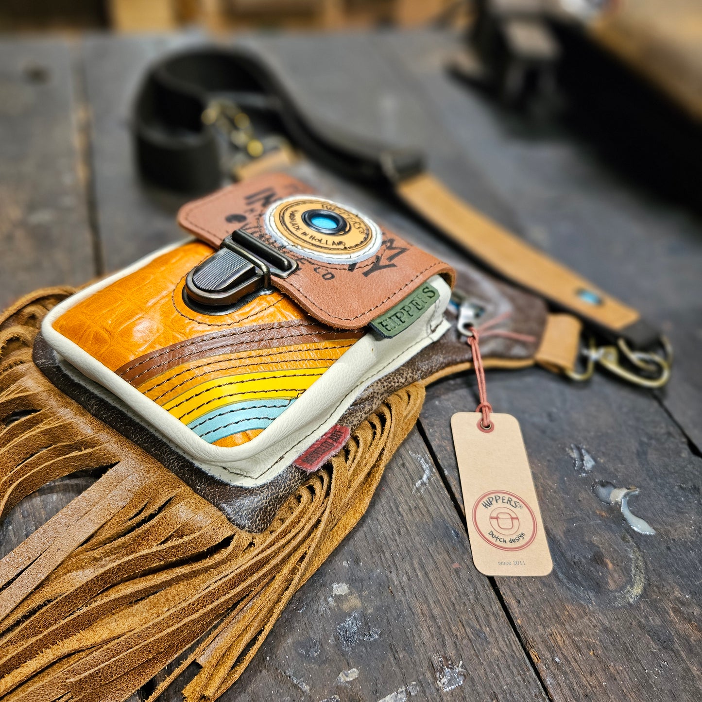 Luxe Hippers bruin vintage bruin/oranje franje