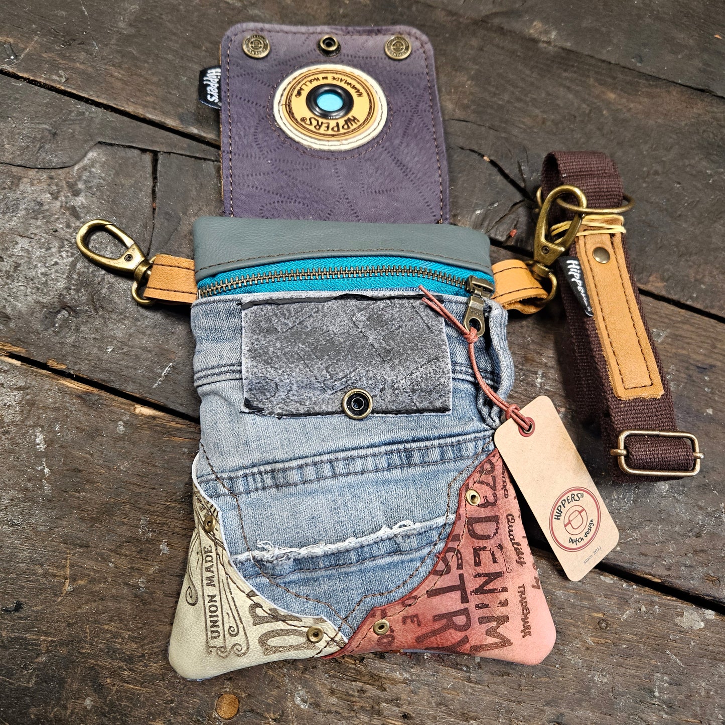 Hippers 2-zijdig jeans/vintage paars