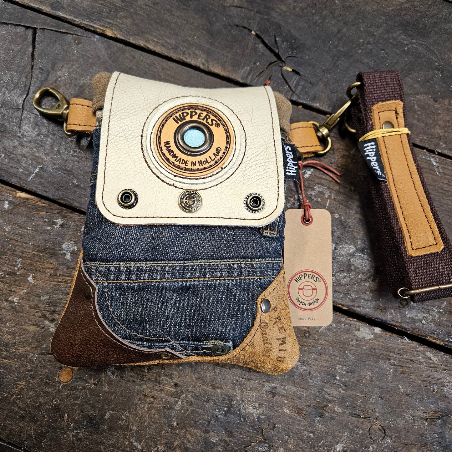 Hippers 2-zijdig jeans/bruin