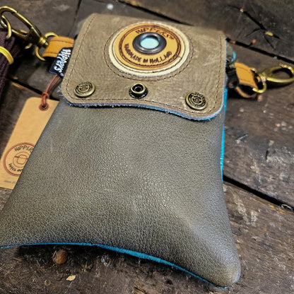 Hippers 2-zijdig croco aqua/olijf groen