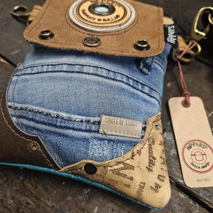 Hippers 2-zijdig jeans/croco aqua